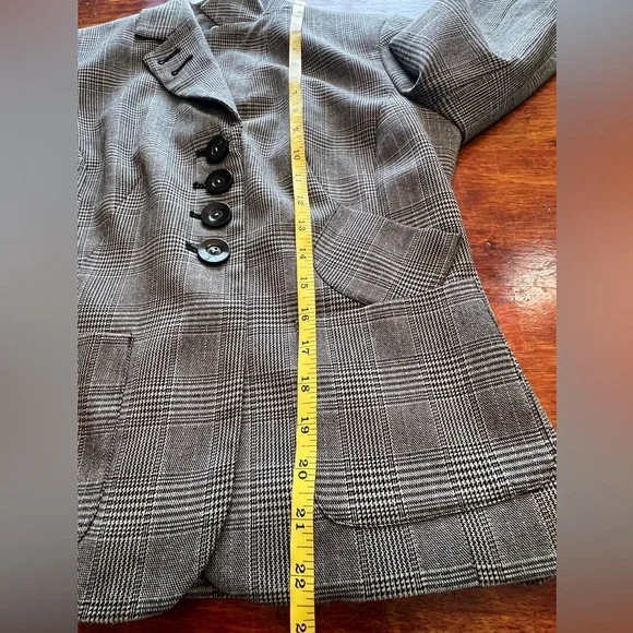 Trevan Women's Houndstooth Plaid 4 Button with Pockets Blazer Size 4 Corpcore - Picture 8 of 9